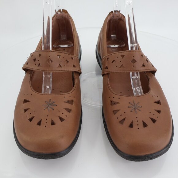Hotter Sweet Women's Mary Jane Flats Size 11 Brown Leather Slip On Comfy Shoe - Picture 3 of 14
